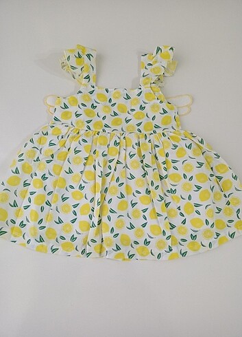 Kanatlı limon desenli elbise 