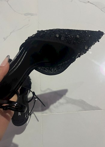 Zara taşlı topuklu ayakkabı - Görsel 6