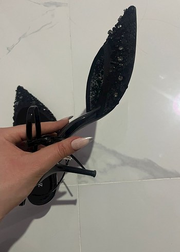 Zara taşlı topuklu ayakkabı - Görsel 4