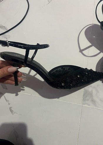 Zara taşlı topuklu ayakkabı - Görsel 5