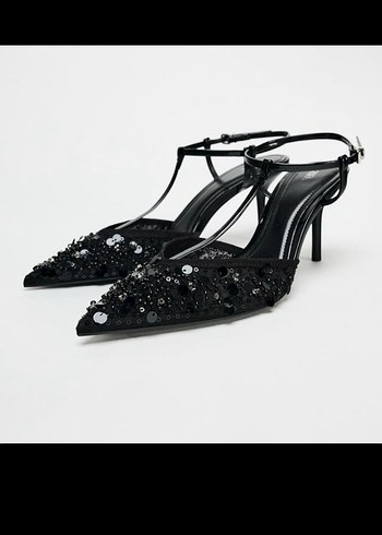 Zara taşlı topuklu ayakkabı - Görsel 2