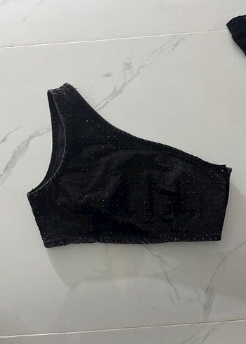 zara taşlı crop büstiyer - Görsel 2