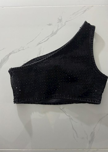zara taşlı crop büstiyer - Görsel 3