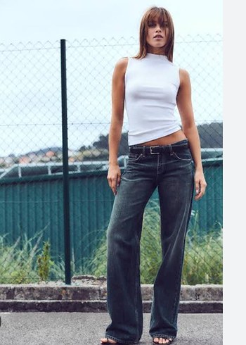 zara düşük bel bol paça jean