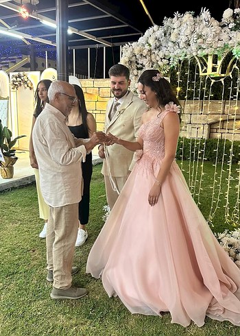 Diğer Pudra Pembe Payetli Straplez Nişan Elbisesi
