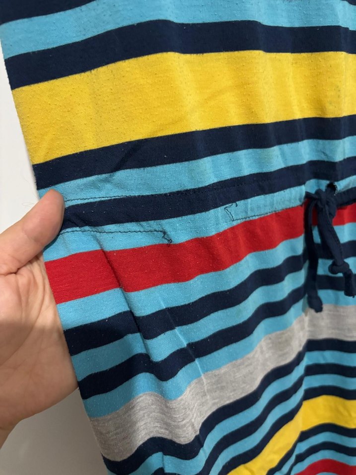 Çizgili, Kolsuz Midi Elbise - Görsel 2