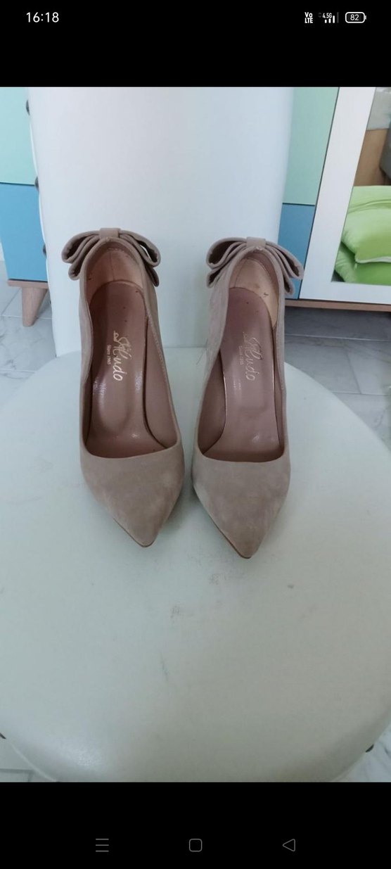 Bej Süet Püsküllü Stiletto Topuklu Kadın Ayakkabı - Görsel 3