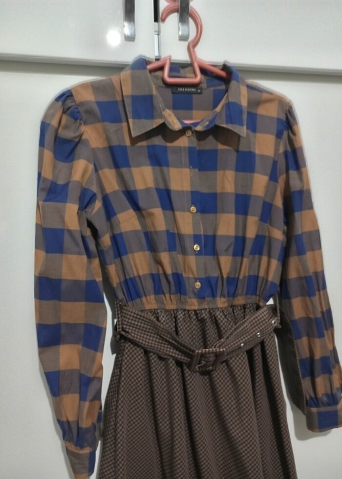 Trendyol ekose gömlek elbise  - Görsel 2