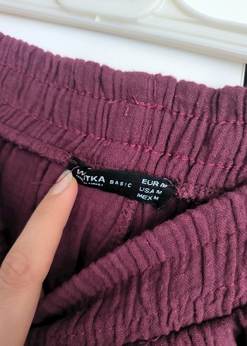 Bordo Bol Kesim Keten Pantolon - Görsel 2