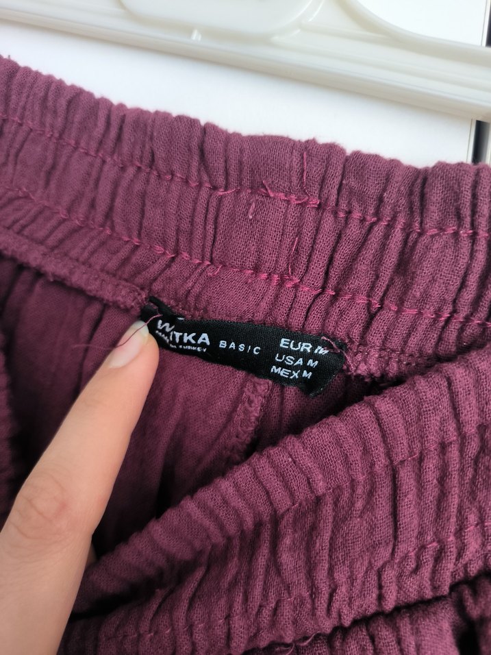 Bordo Bol Kesim Keten Pantolon - Görsel 2