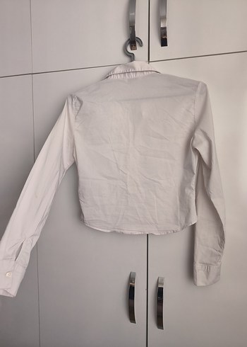 Düğmeli Beyaz Basic Kadın Gömlek - Görsel 3