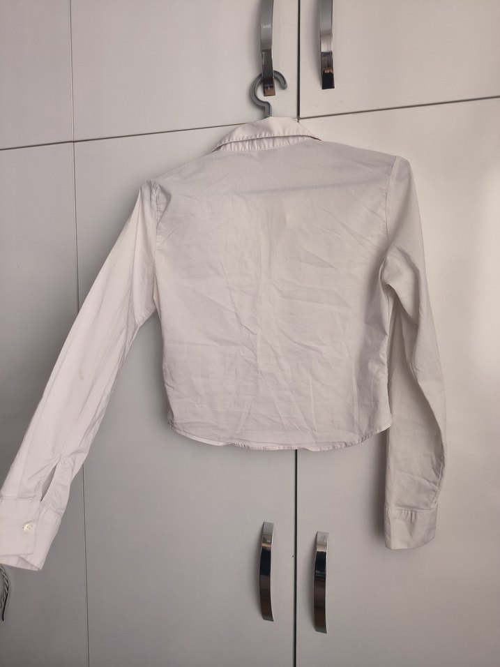 Düğmeli Beyaz Basic Kadın Gömlek - Görsel 3