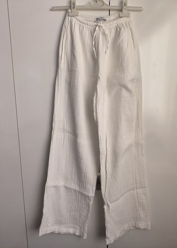 Beyaz Keten Pantolon - Görsel 3