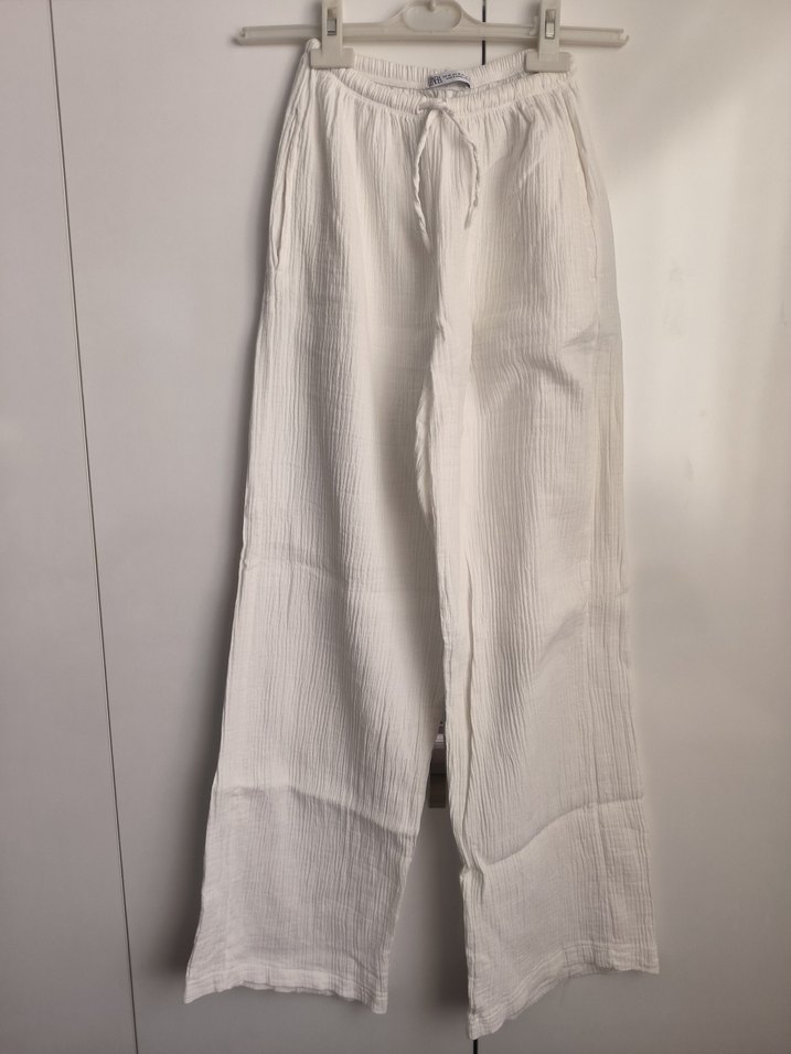Beyaz Keten Pantolon - Görsel 3