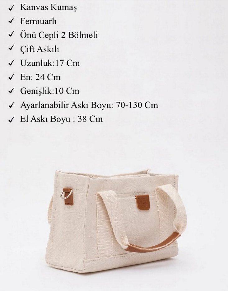 Bej Minimalist Kadın Omuz Çantası - Görsel 3