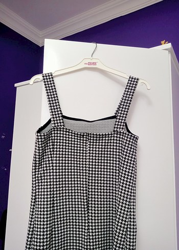 Gri Beyaz Kareli Midi Elbise - Görsel 3