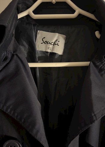 Düğmeli Lacivert Midi Trençkot - Görsel 2