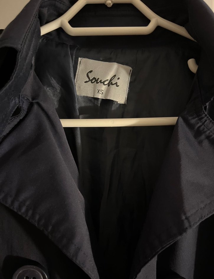 Düğmeli Lacivert Midi Trençkot - Görsel 2