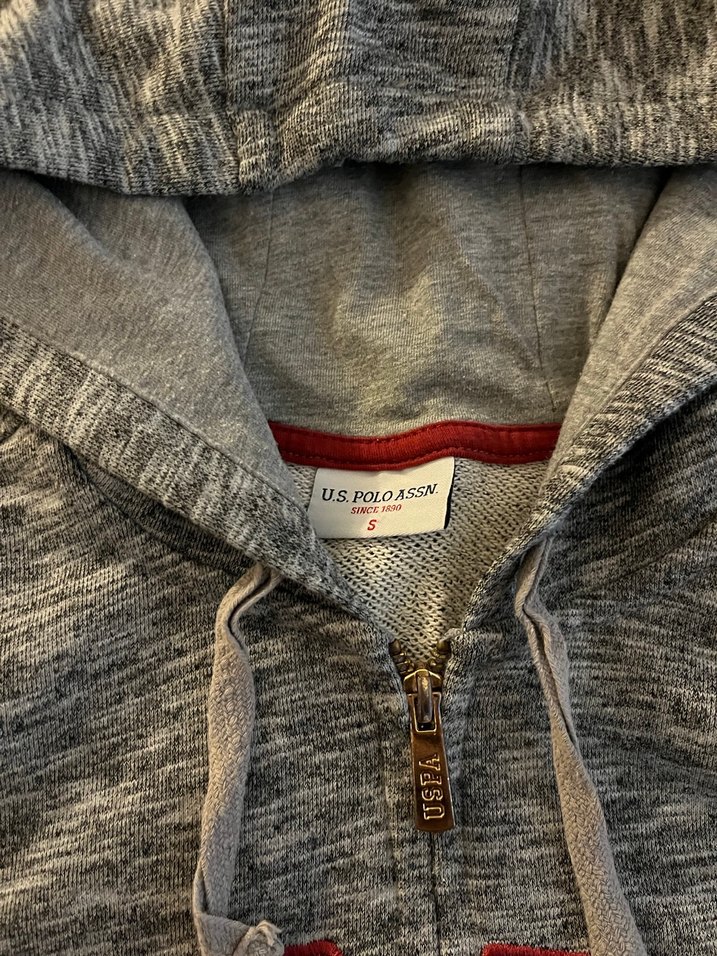 Gri Kapüşonlu Fermuarlı Sweatshirt - Görsel 2