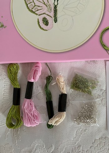 Nakış Seti - Pembe Kelebek Deseni - Görsel 3