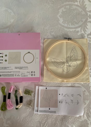 Nakış Seti - Pembe Kelebek Deseni - Görsel 6