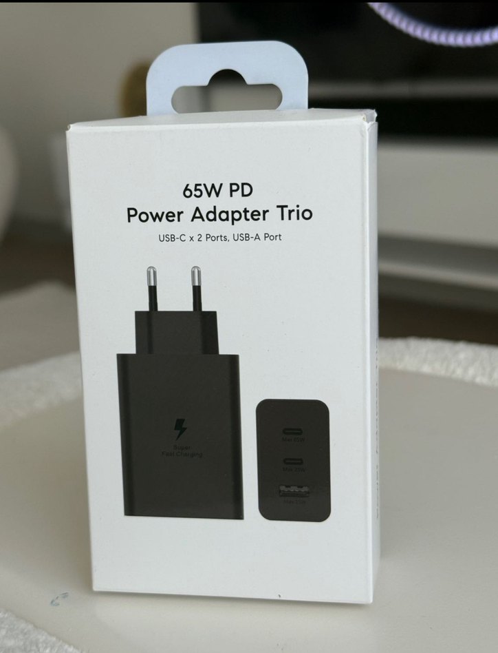3 Portlu Siyah Telefon Şarj Cihazı, 65W Max hızlı şarj - Görsel 3