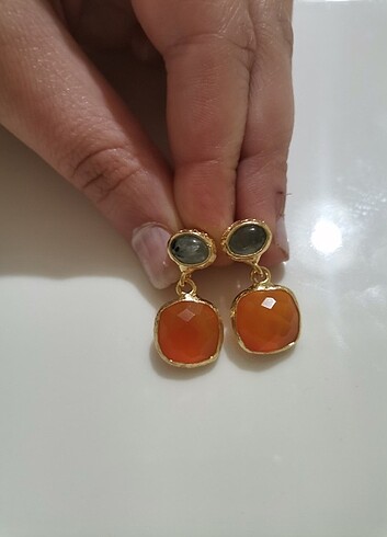 Akik ve opal doğaltaş küpe 