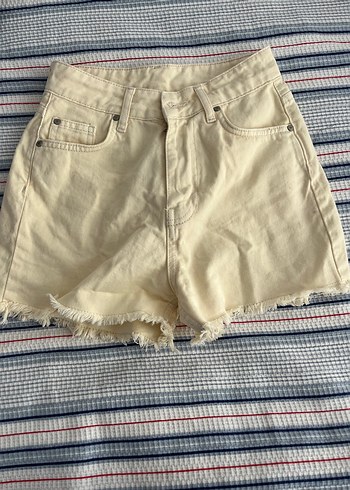 Bej Kadın Mini Denim Şort