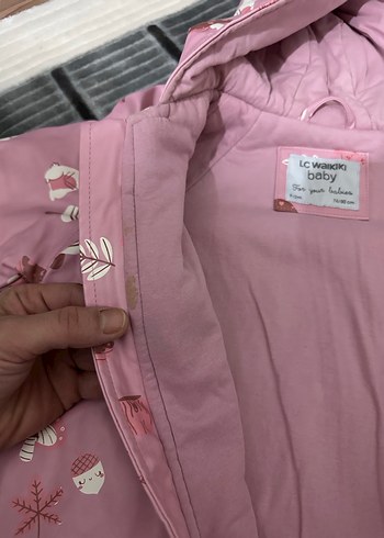 Pembe Desenli Bebek Kar Tulumu Kapüşonlu - Görsel 6