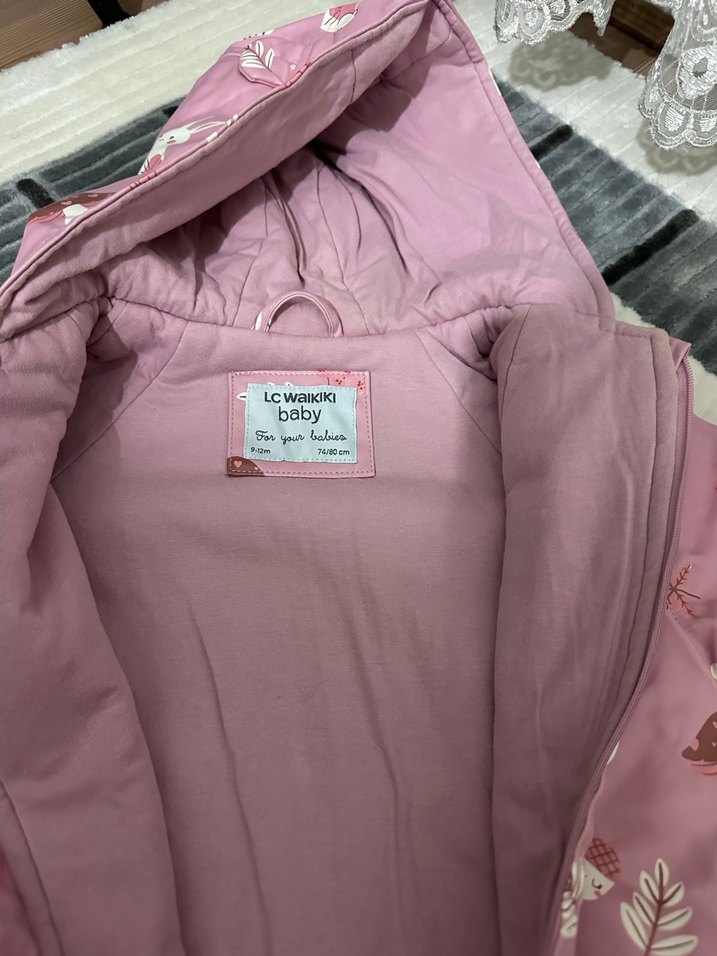 Pembe Desenli Bebek Kar Tulumu Kapüşonlu - Görsel 4