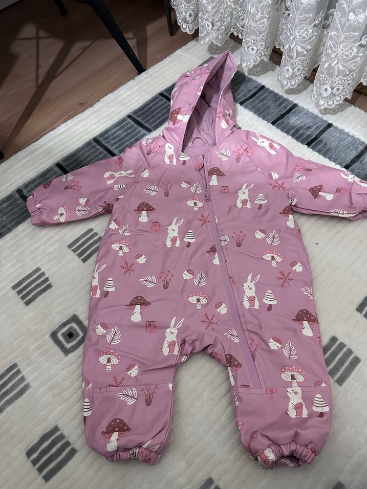 Pembe Desenli Bebek Kar Tulumu Kapüşonlu - Görsel 2