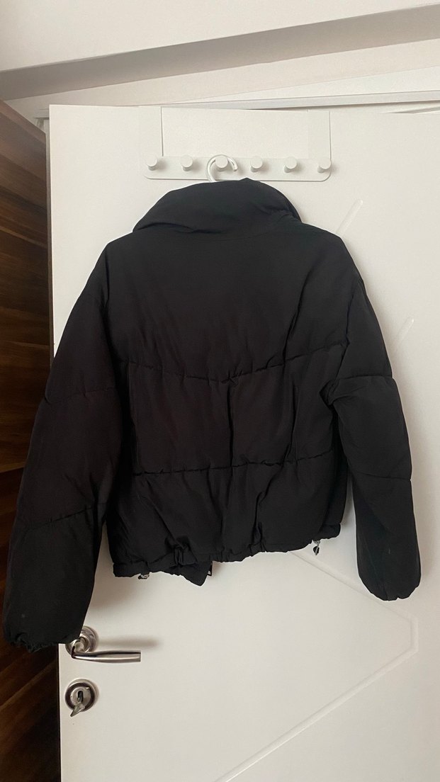 Düğmeli Siyah Kadın Kışlık Mont - Görsel 4