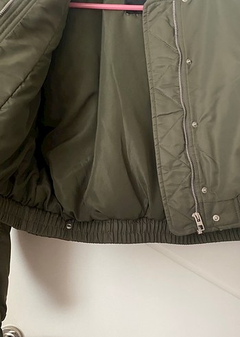 ZARA Haki Deri Düğmeli Salaş Ceket - Görsel 3
