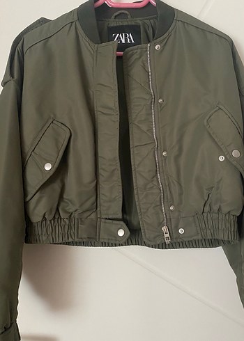 ZARA Haki Deri Düğmeli Salaş Ceket - Görsel 2