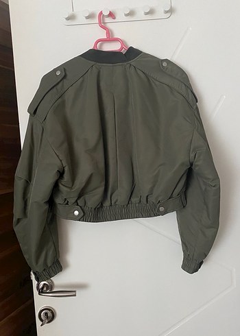 ZARA Haki Deri Düğmeli Salaş Ceket - Görsel 4