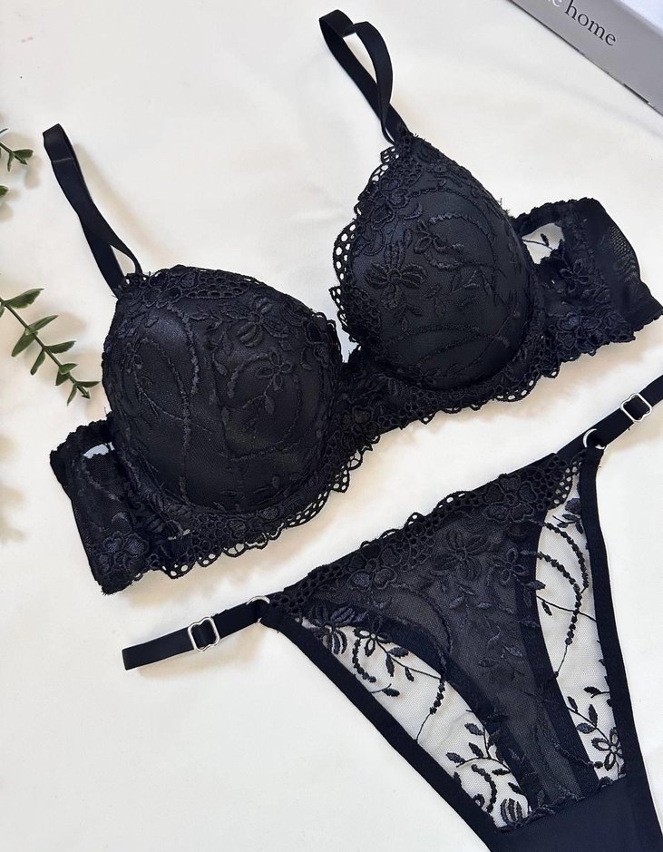 Siyah Destekli Push Up Sıfır Sütyen+tanga - Görsel 2