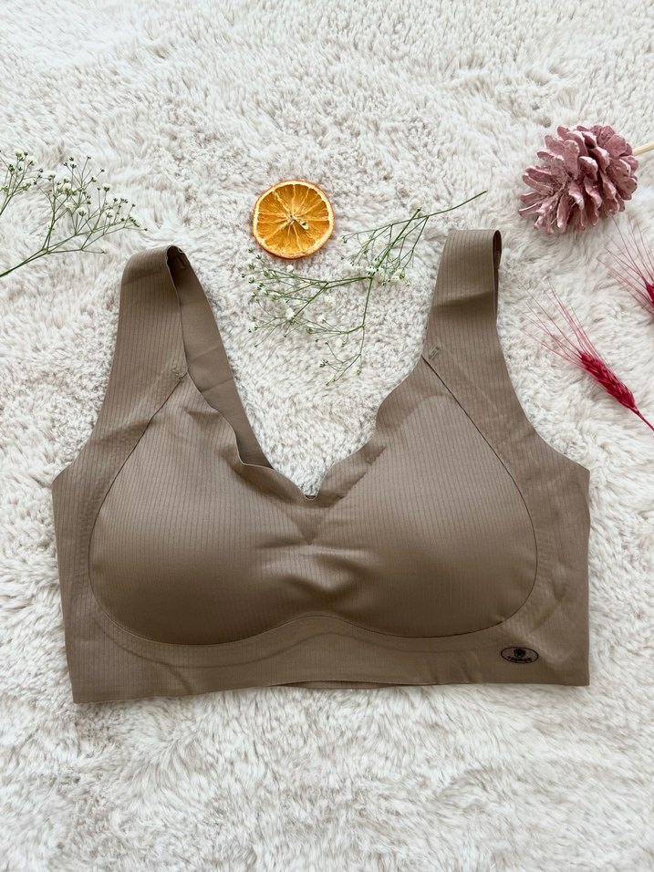 Kahve Lazer Kesim Yumuşak Sıfır Sütyen - Görsel 2