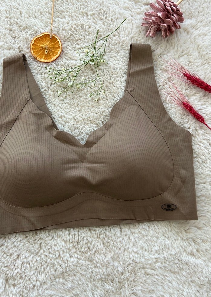 Kahve Lazer Kesim Yumuşak Sıfır Sütyen - Görsel 4