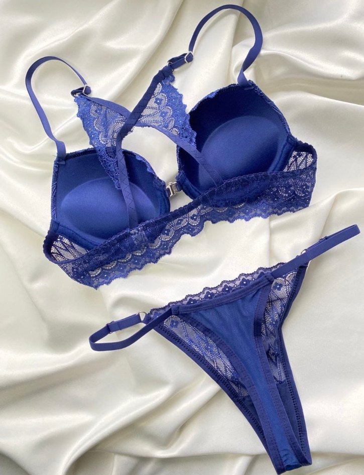 Mavi Destekli Push Up Sıfır Sütyen+tanga - Görsel 2