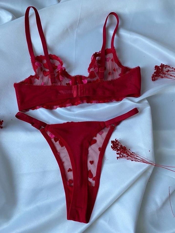 Kırmızı Sıfır Sütyen Tanga takım - Görsel 4