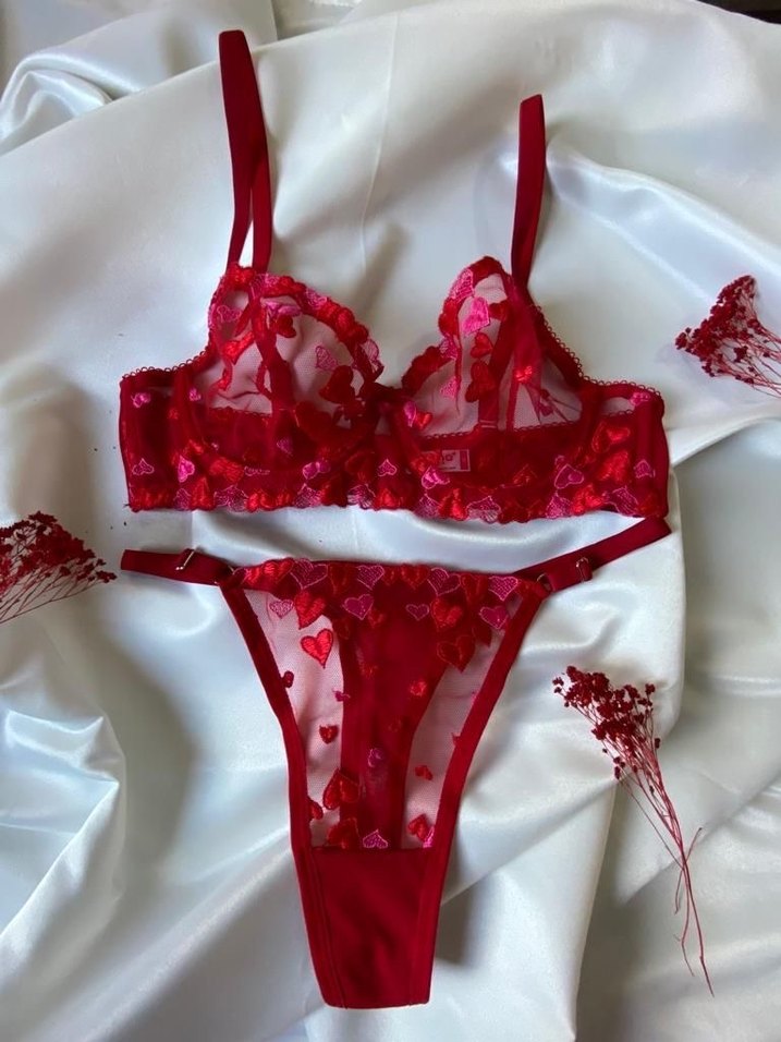 Kırmızı Sıfır Sütyen Tanga takım - Görsel 2