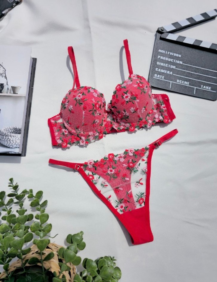 Renkli Nakışlı Kısa Bohem Sütyen Takımı - Görsel 2