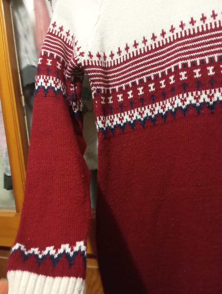 Bordo Desenli Uzun Kollu Triko Kadın Elbise - Görsel 2