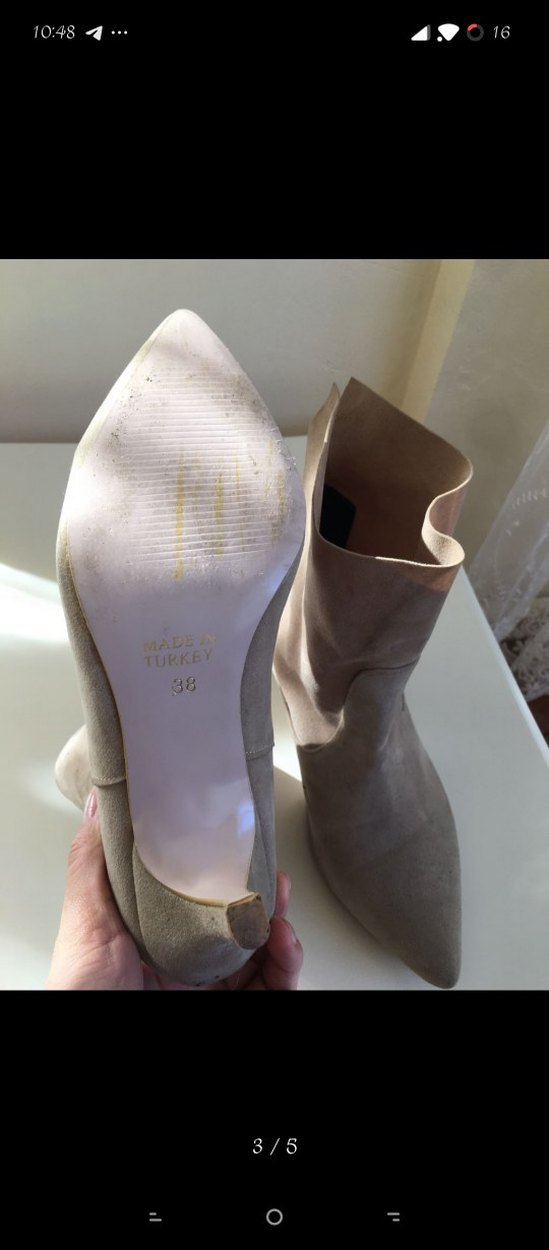 Bej Süet Stiletto Topuklu Kadın Bot - Görsel 2