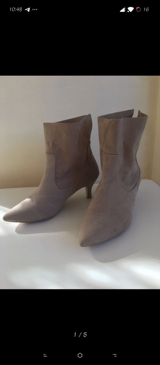 Bej Süet Stiletto Topuklu Kadın Bot - Görsel 3