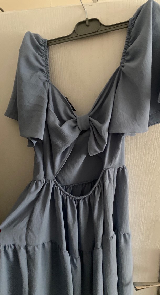 Mavi  Salaş Midi Elbise - Görsel 2