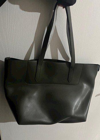 Haki Deri Minimalist Kadın Omuz Çantası - Görsel 2