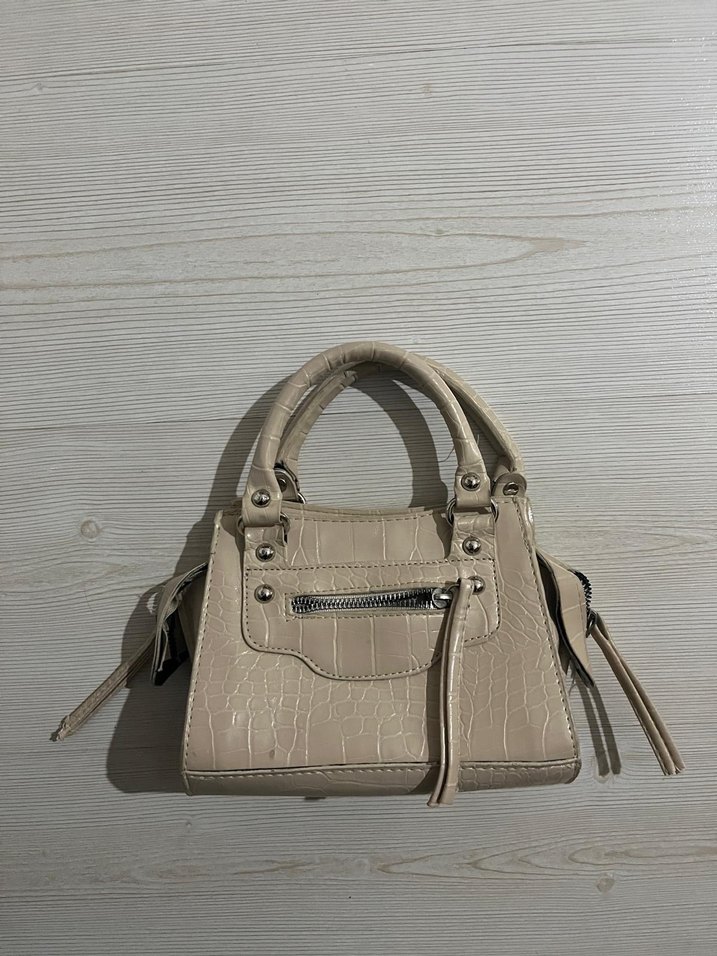 Bej Yılan Desenli Deri Kadın Çanta - Görsel 2