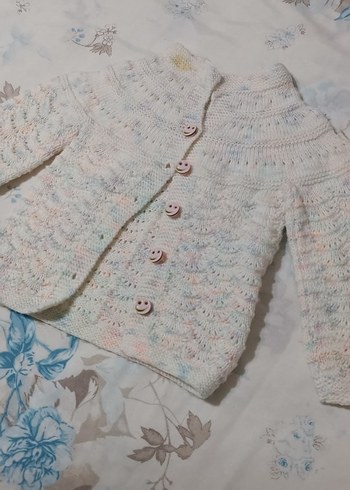 Beyaz Vintage Kız Triko Hırka