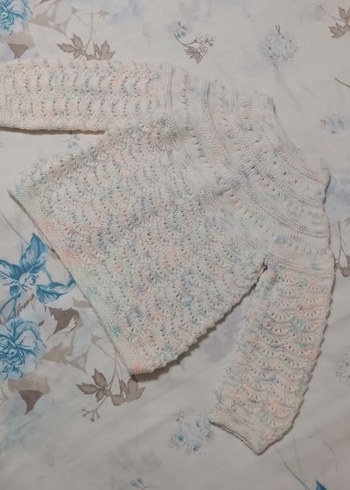 12-18 Ay Beden Beyaz Vintage Kız Triko Hırka